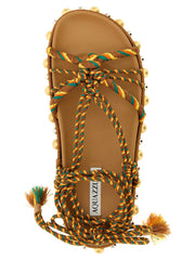 Aquazzura Multicolor Jute Flat Sandals