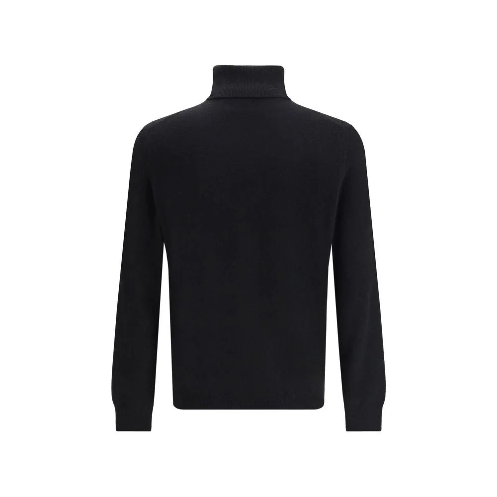 Aragona Cashmere Black Merino Wool Turtleneck - Sweaters