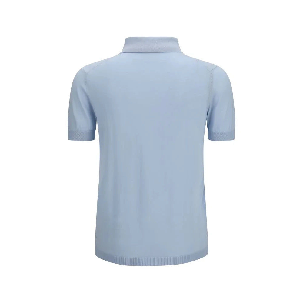 Aragona Cashmere Blue Cotton Polo Shirt