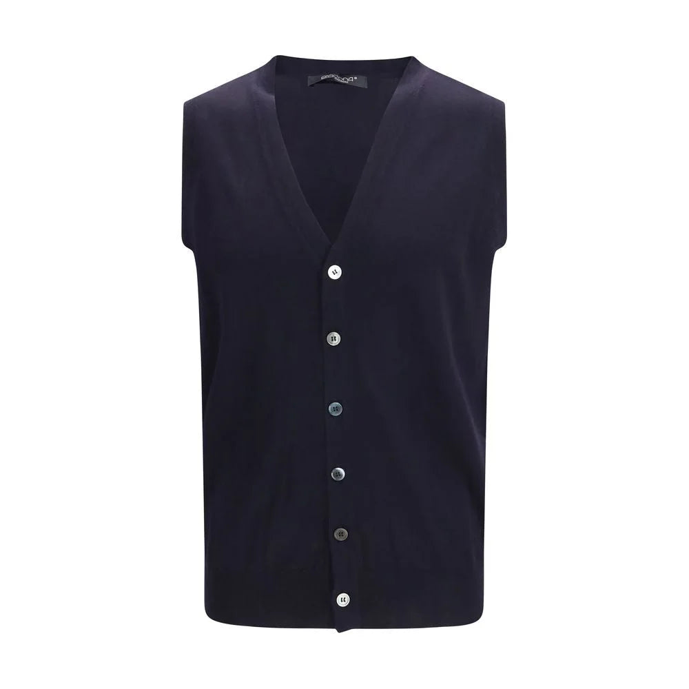 Aragona Cashmere Blue Wool Oves Aries Sleeveles Sweater