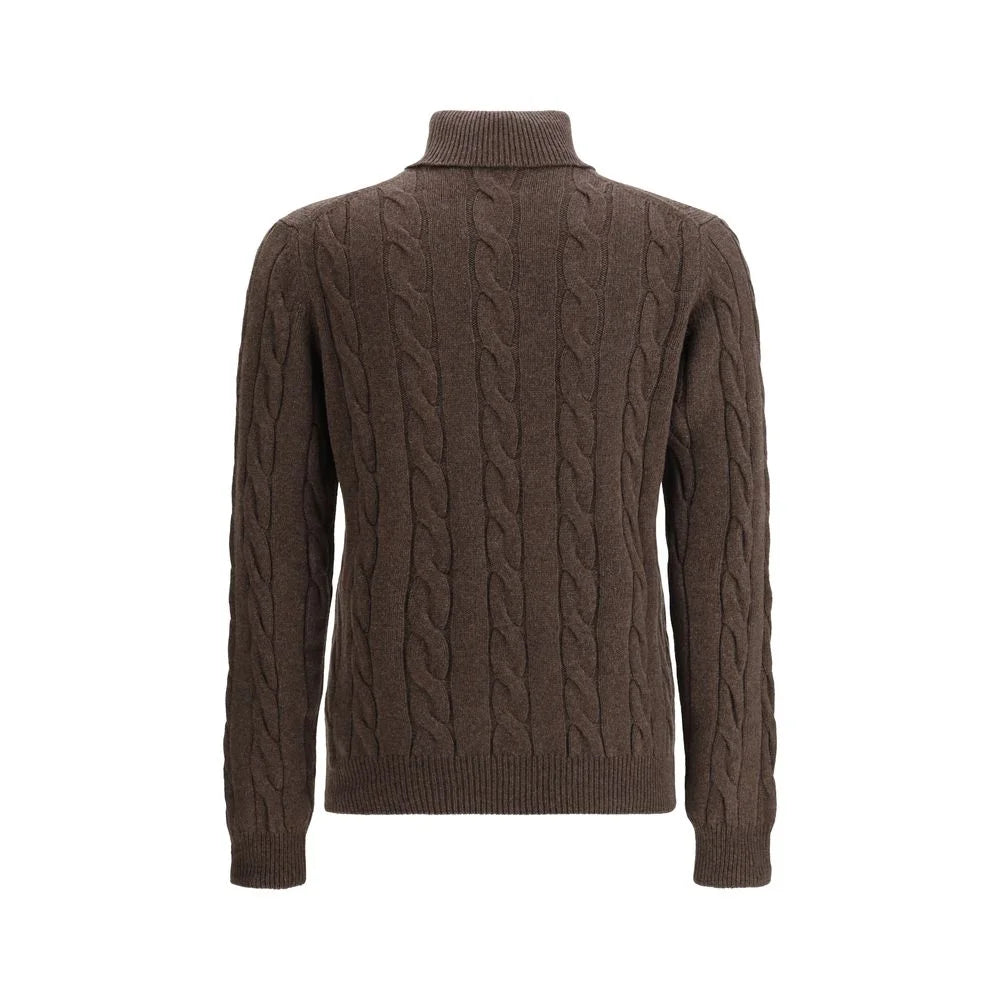Aragona Cashmere Braided Turtleneck Sweater