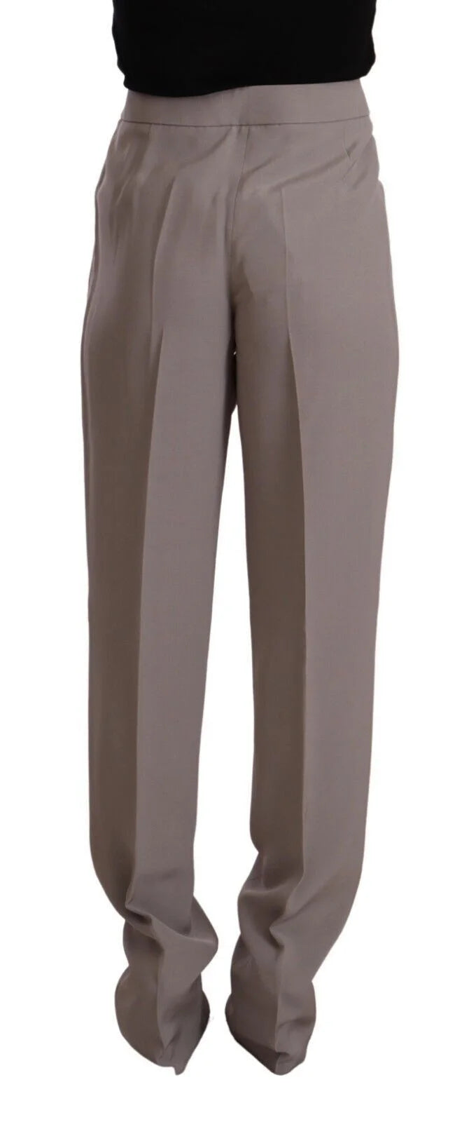 Armani Brown High Waist Silk Tapered Long Pants - IT44|L - Trousers