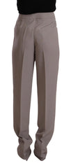 Armani Brown High Waist Silk Tapered Long Pants - IT44|L - Trousers
