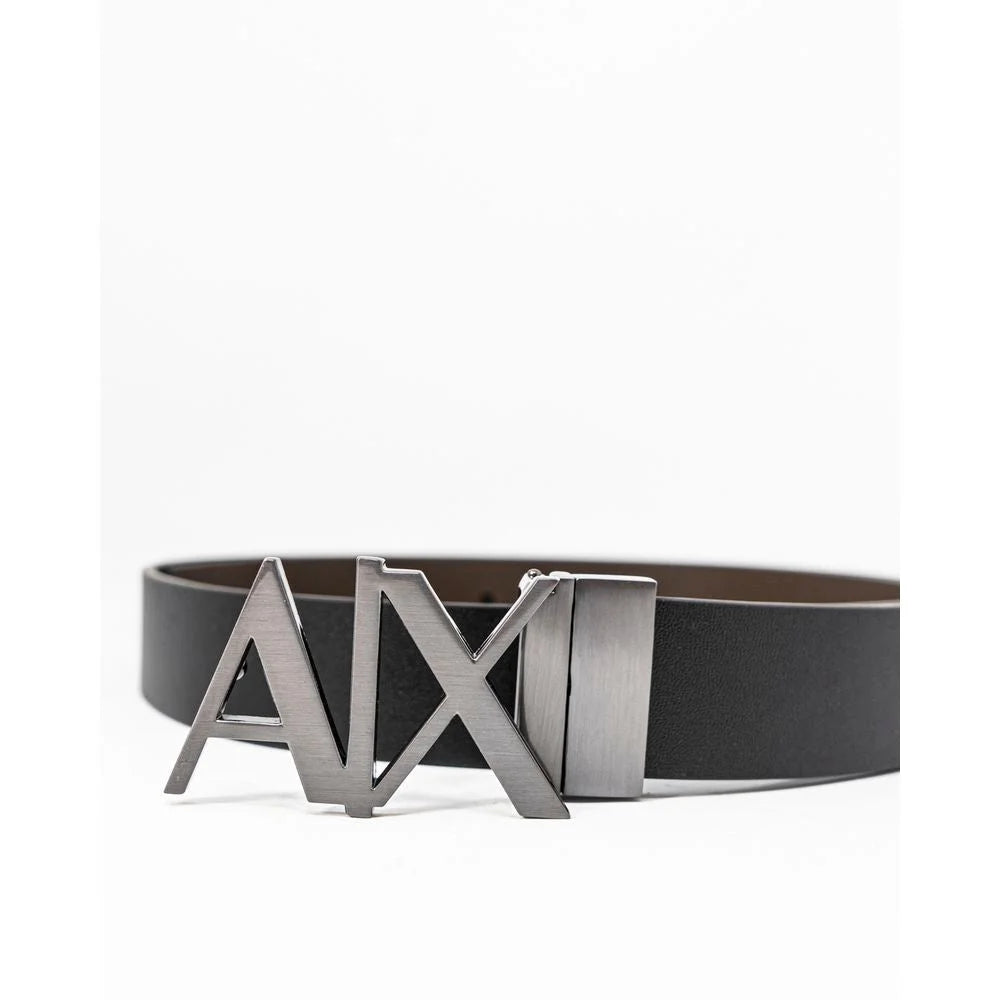 Armani Exchange Black Leather Belt - 100 cm / 40 Inches