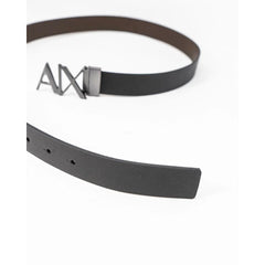 Armani Exchange Black Leather Belt - 100 cm / 40 Inches