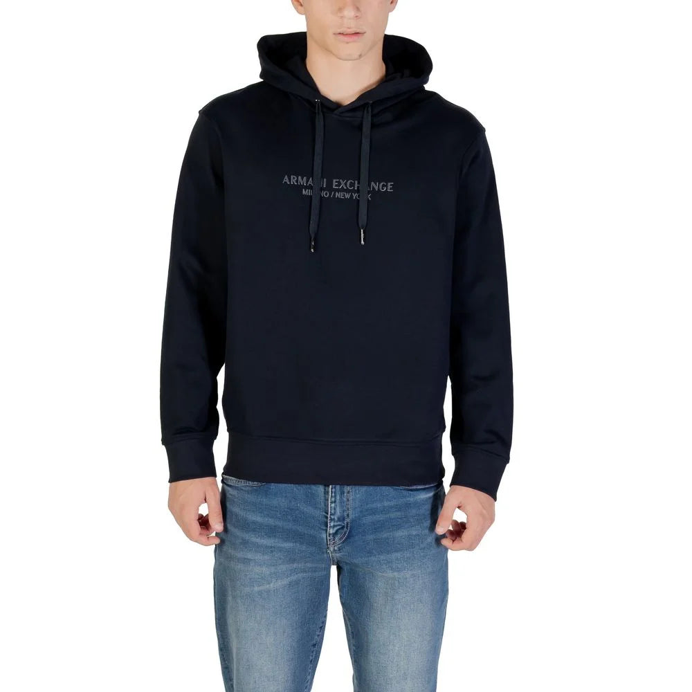 Armani Exchange Blue Cotton Hoodie - Hoodies