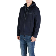 Armani Exchange Blue Cotton Hoodie - Hoodies