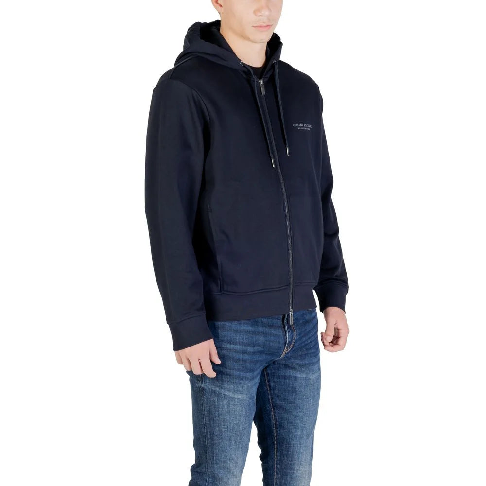 Armani Exchange Blue Cotton Hoodie - Hoodies
