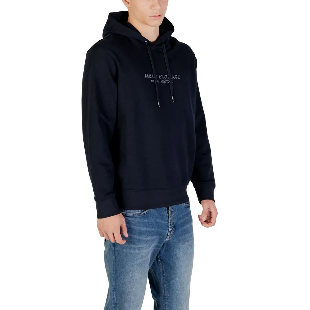 Armani Exchange Blue Cotton Hoodie - Hoodies