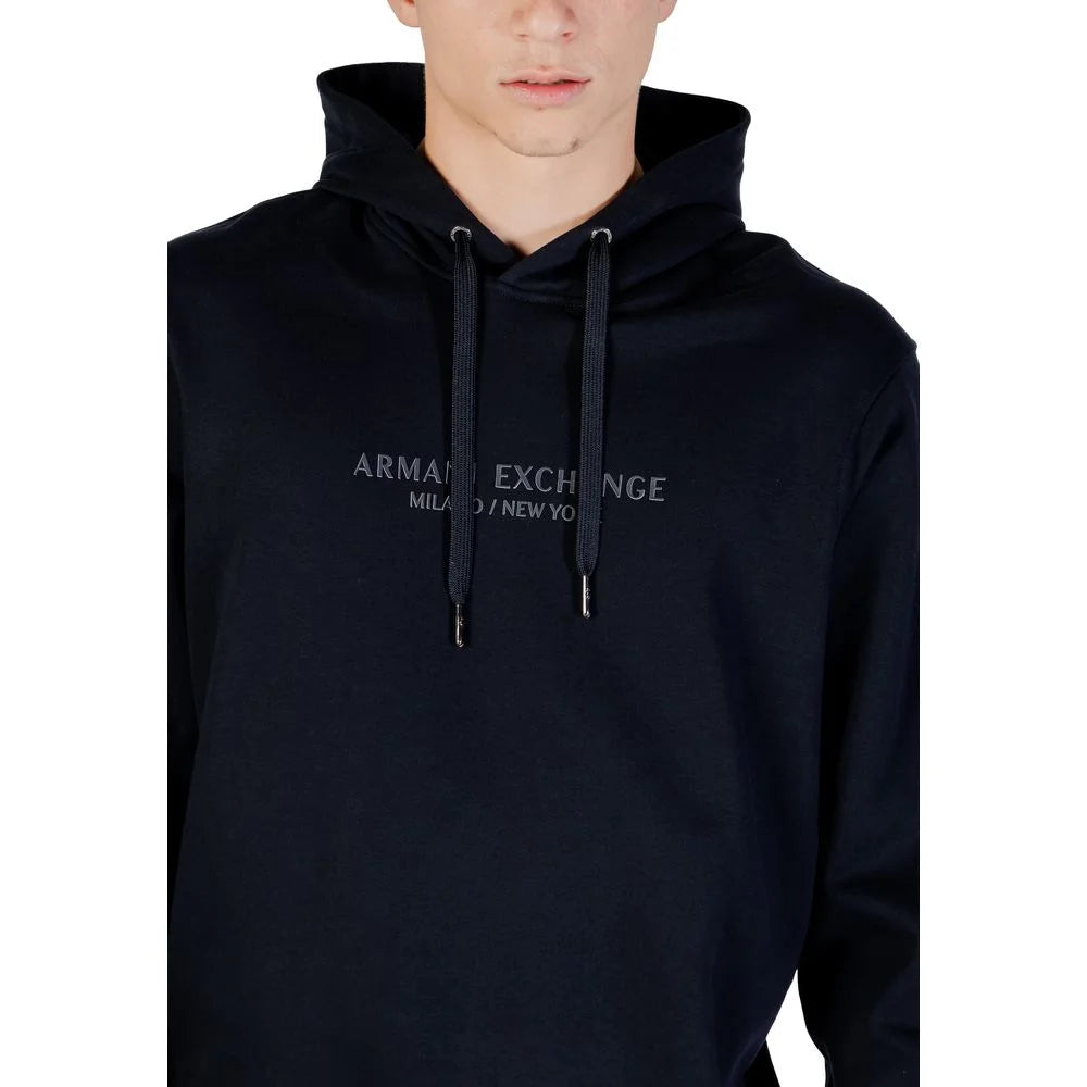 Armani Exchange Blue Cotton Hoodie - Hoodies