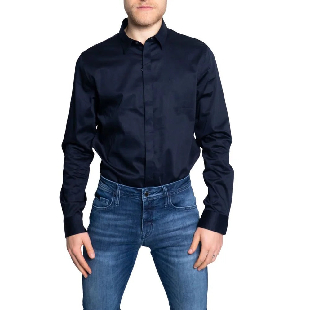 Armani Exchange Blue Cotton Shirt - IT44 | S