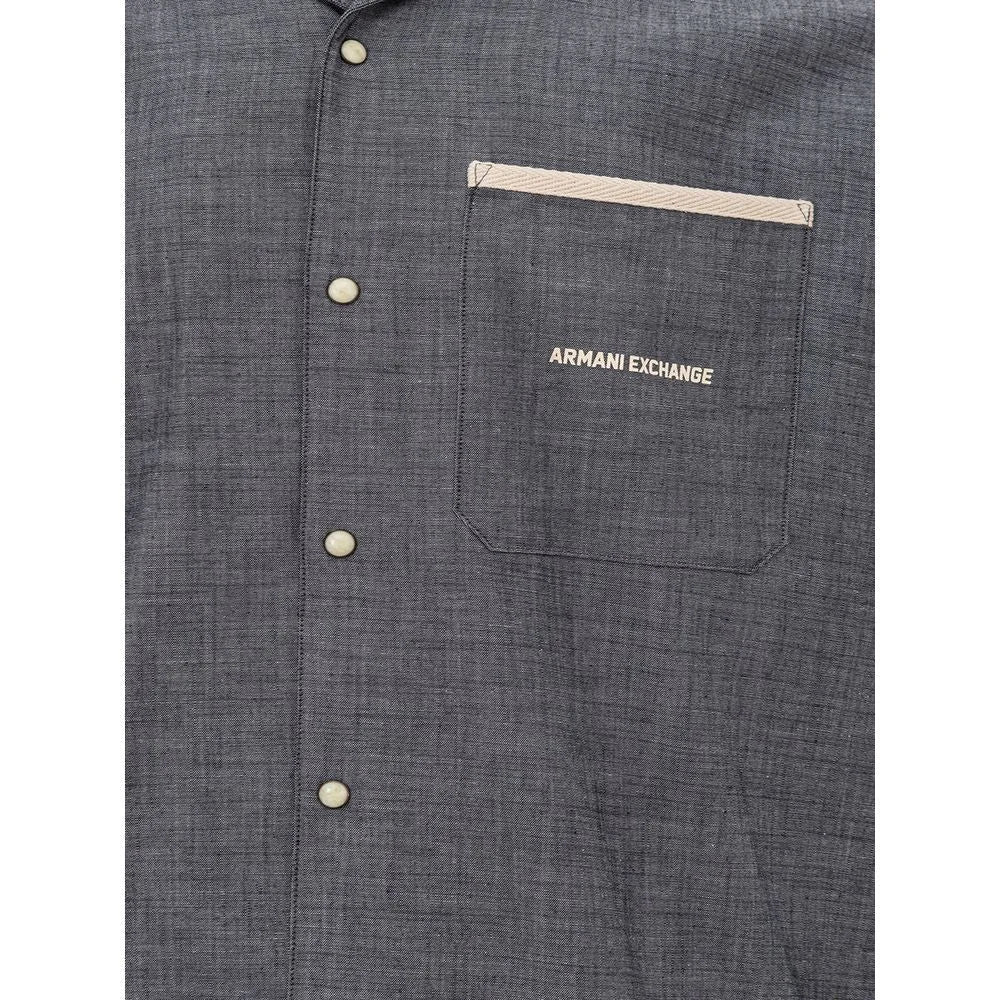 Armani Exchange Blue Cotton Shirt - M - Shirts