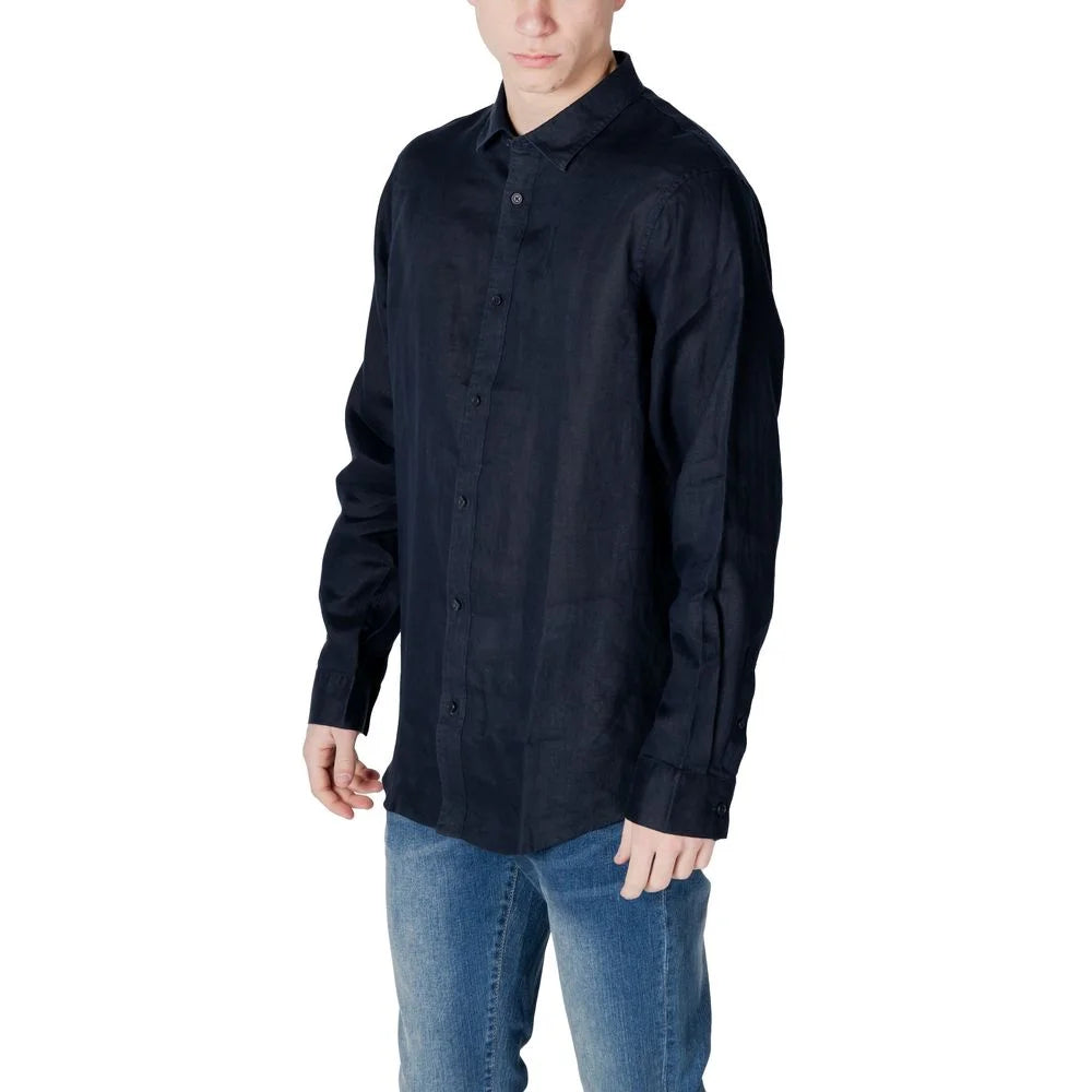 Armani Exchange Blue Linen Shirt