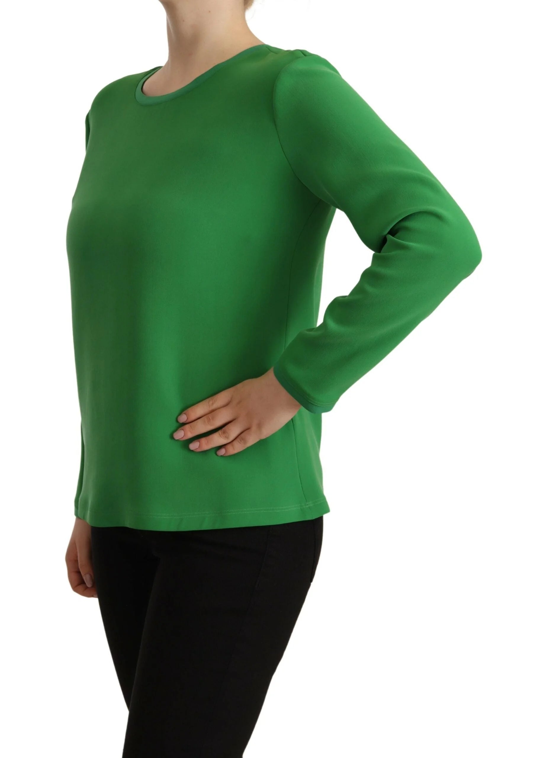 Armani Green Silk Long Sleeves Round Neck Sweater - IT42|M - Sweaters