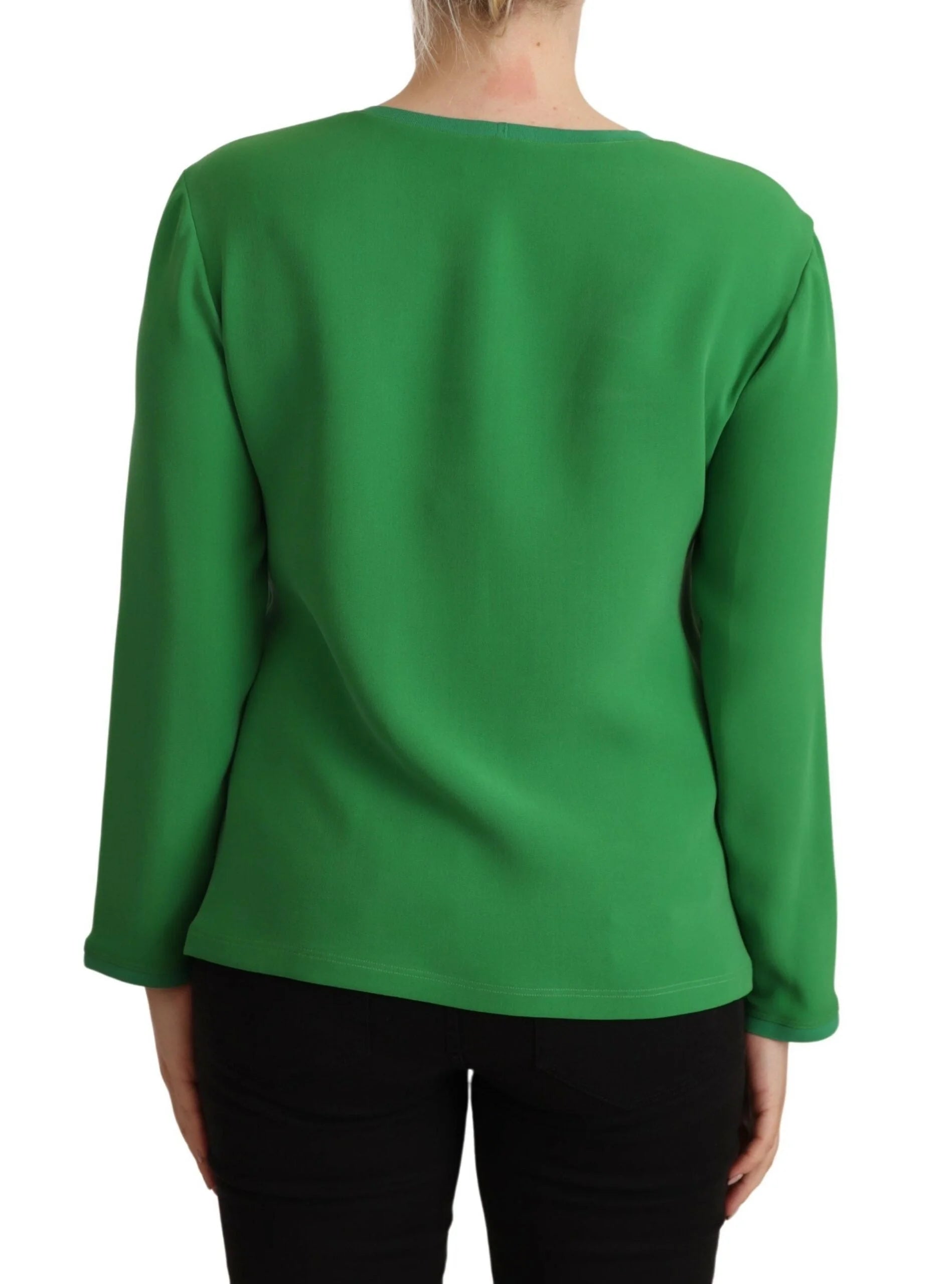 Armani Green Silk Long Sleeves Round Neck Sweater - IT42|M - Sweaters