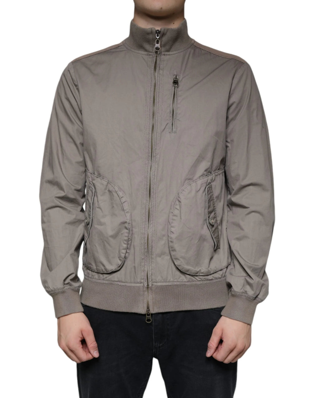 Armani Jeans Brown Cotton Full Zip Bomber Logo Jacket - IT48 | M - Bomber Jackets