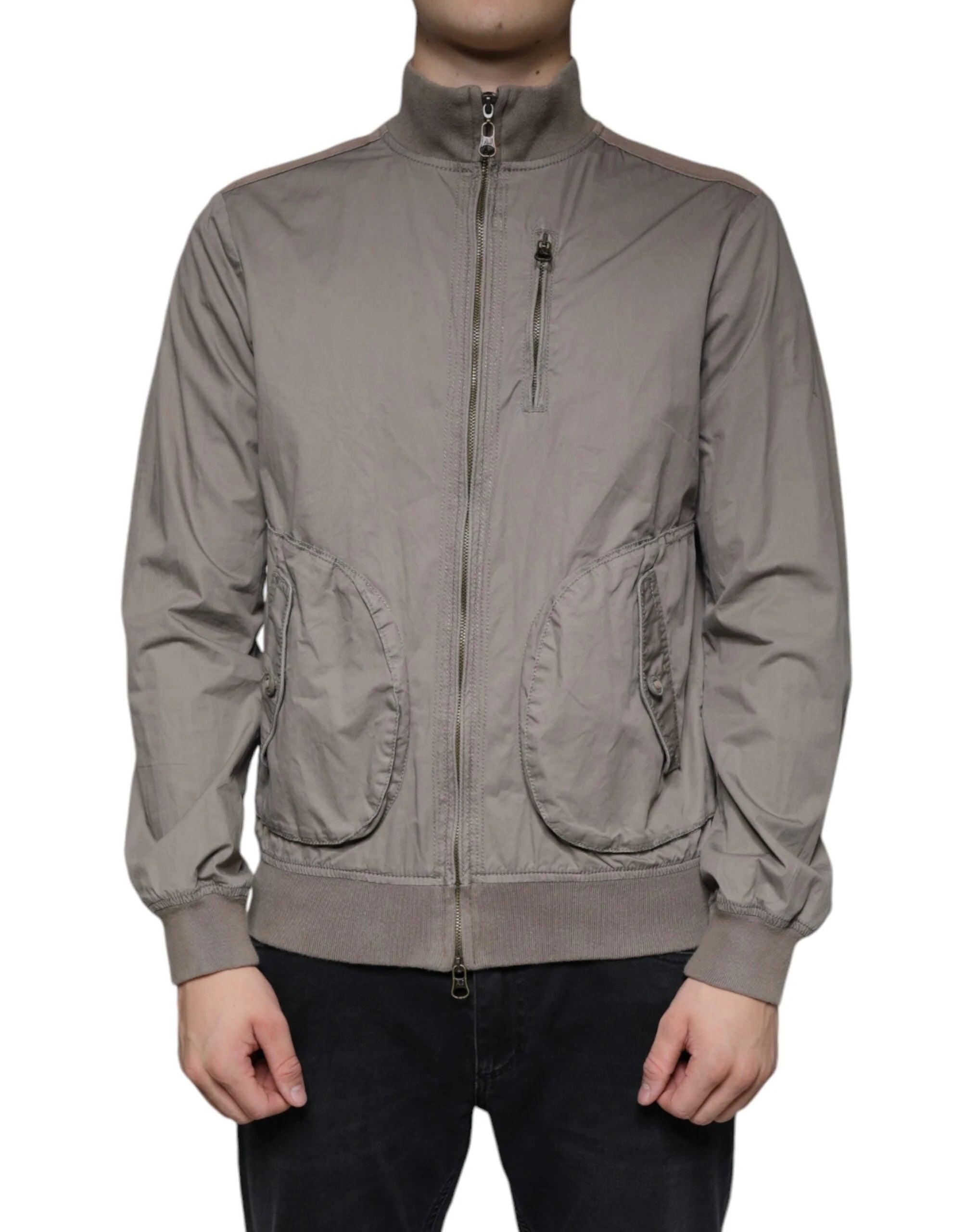 Armani Jeans Brown Cotton Full Zip Bomber Logo Jacket - IT48 | M - Bomber Jackets