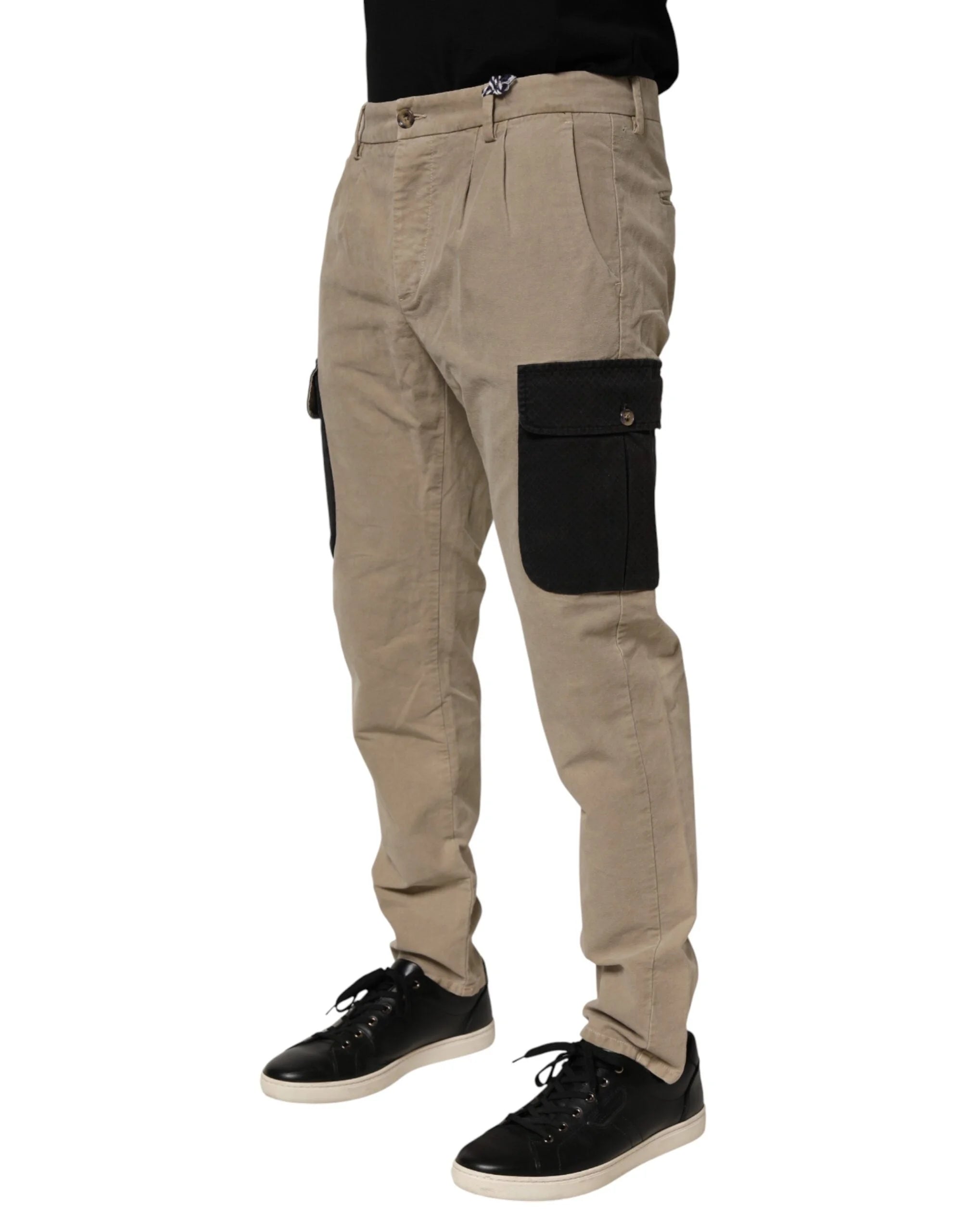 AT.P.CO Beige Mid Waist Skinny Men Cargo Chino Trouser Pants - W50 - Cargo Pants