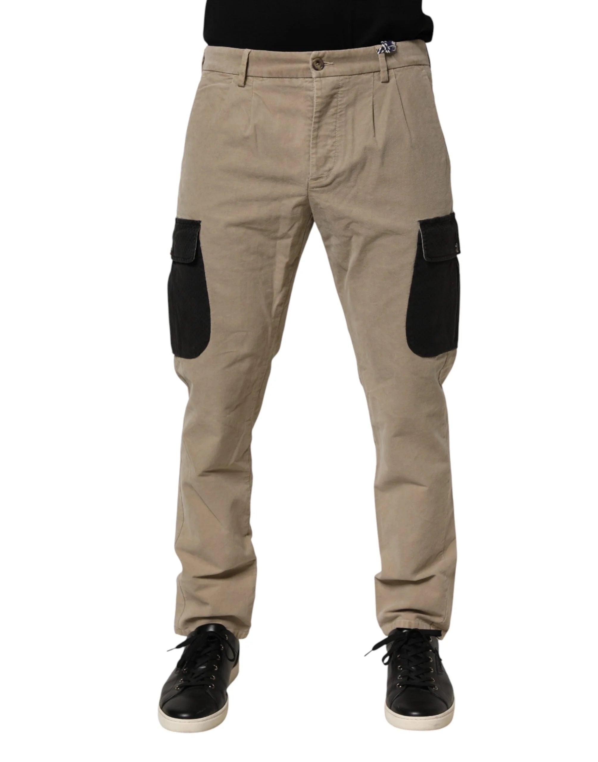 AT.P.CO Beige Mid Waist Skinny Men Cargo Chino Trouser Pants - W50 - Cargo Pants