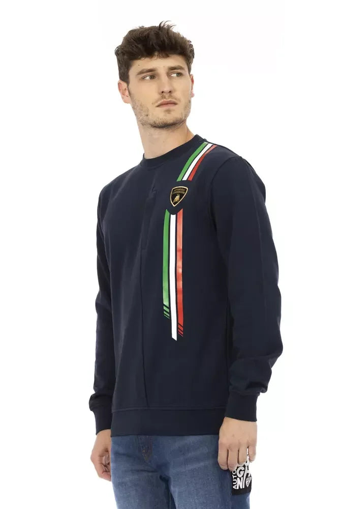Automobili Lamborghini Blue Cotton Men’s Sweater - Sweatshirts