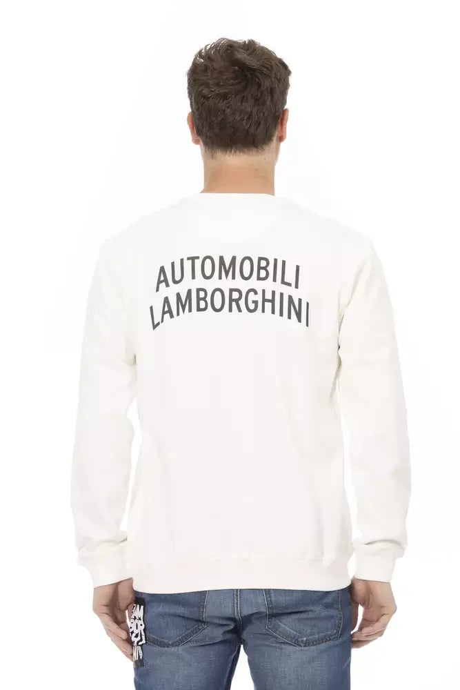 Automobili Lamborghini White Cotton Men’s Sweater - Sweatshirts