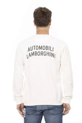 Automobili Lamborghini White Cotton Men’s Sweater - Sweatshirts