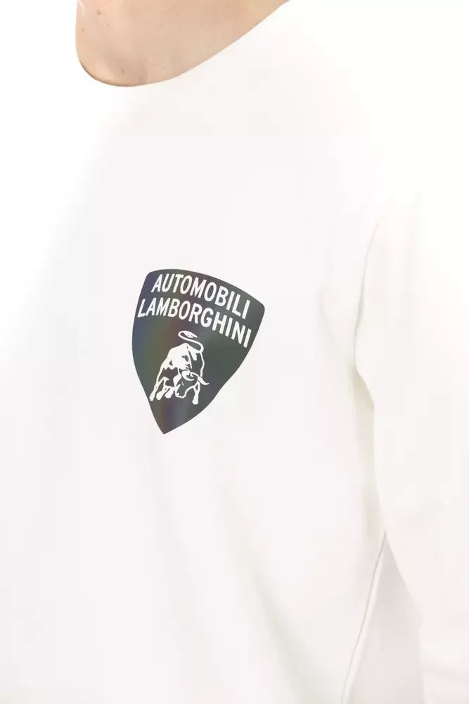 Automobili Lamborghini White Cotton Men’s Sweater - Sweatshirts