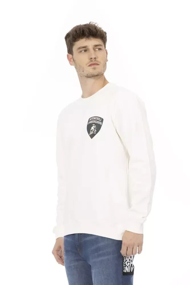 Automobili Lamborghini White Cotton Men’s Sweater - Sweatshirts