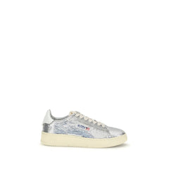 Autry Silver Calf Leather Bos Taurus Low Top Sneakers