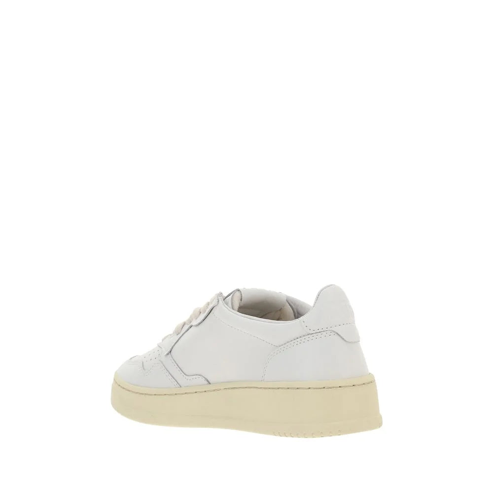 Autry White Calf Leather Bos Taurus Low Top Sneakers - EU37/US7