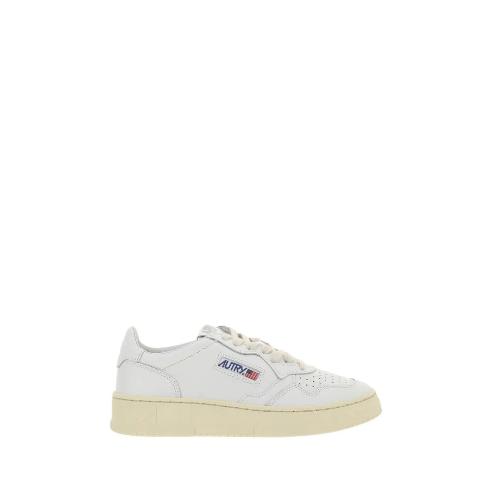 Autry White Calf Leather Bos Taurus Low Top Sneakers - EU37/US7