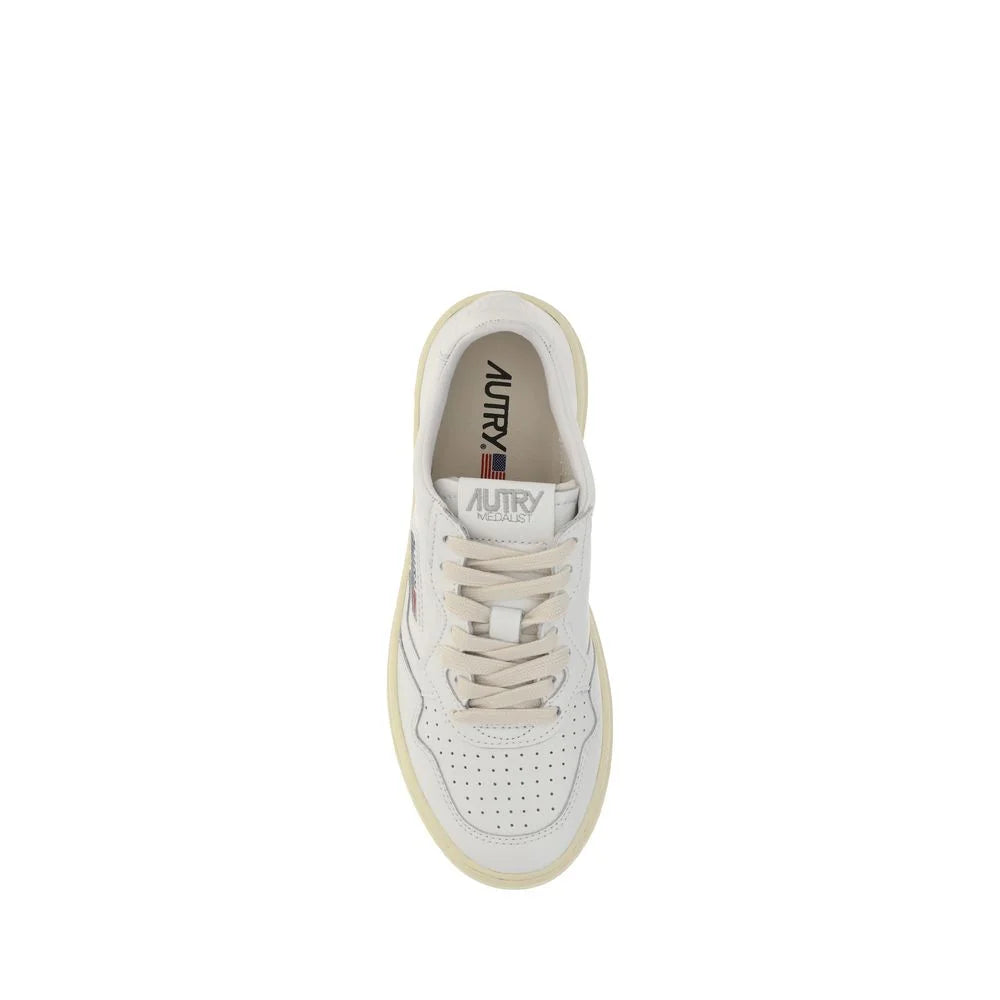 Autry White Calf Leather Bos Taurus Low Top Sneakers - EU37/US7