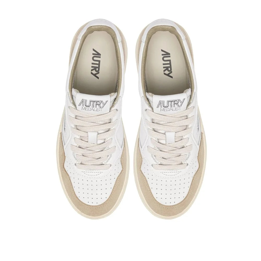 Autry White Goatskin Low Top Sneakers