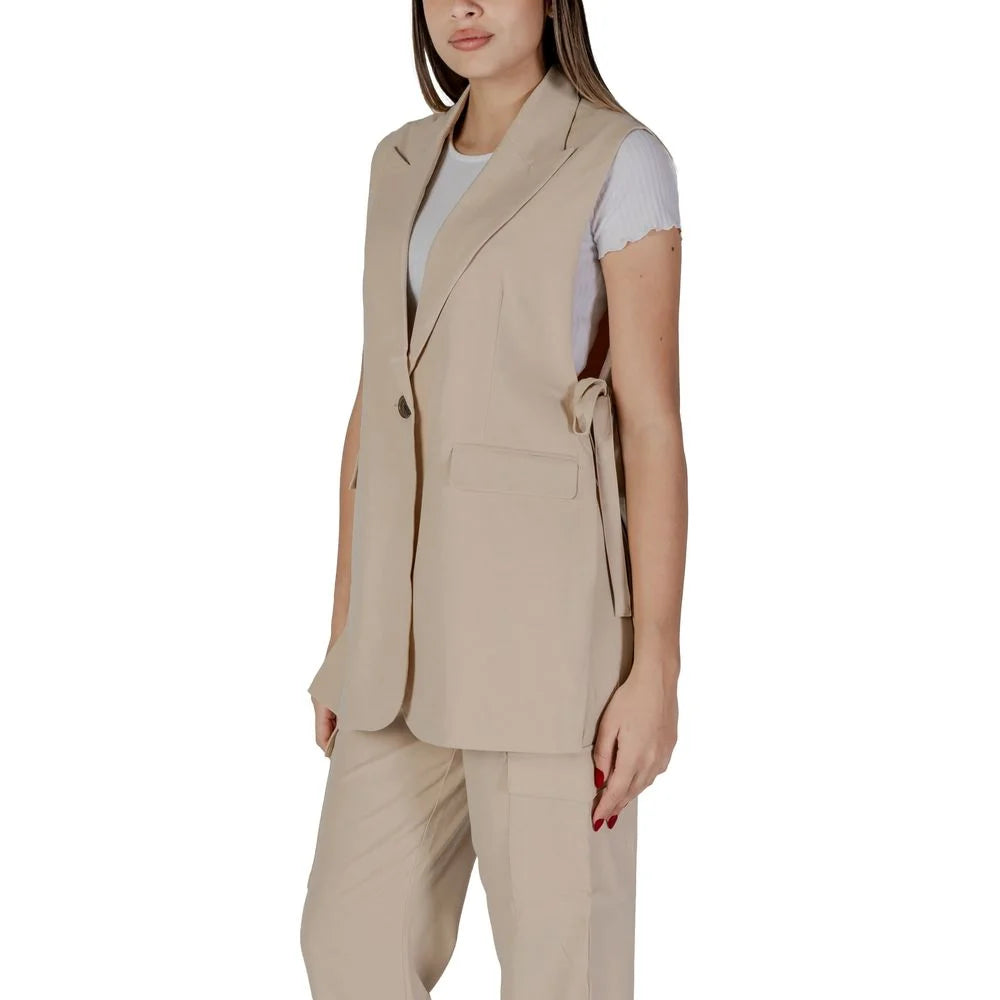 B.Young Beige Polyester Waistcoat - Vests