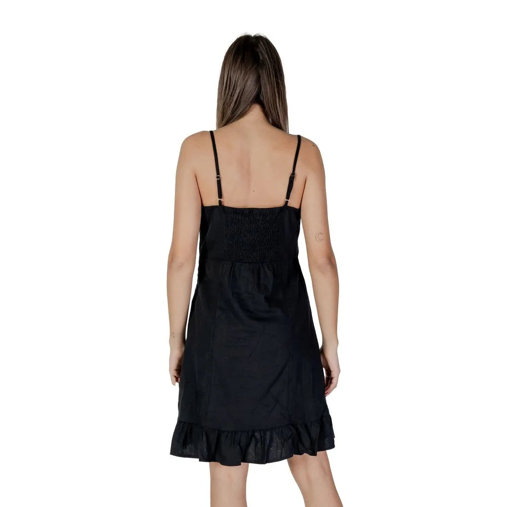 B.Young Black Linen Midi - Dresses