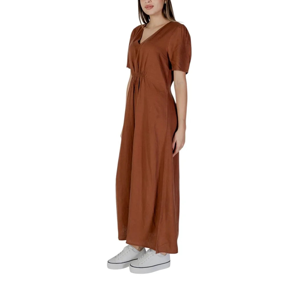 B.Young Brown Linen Long - Dresses