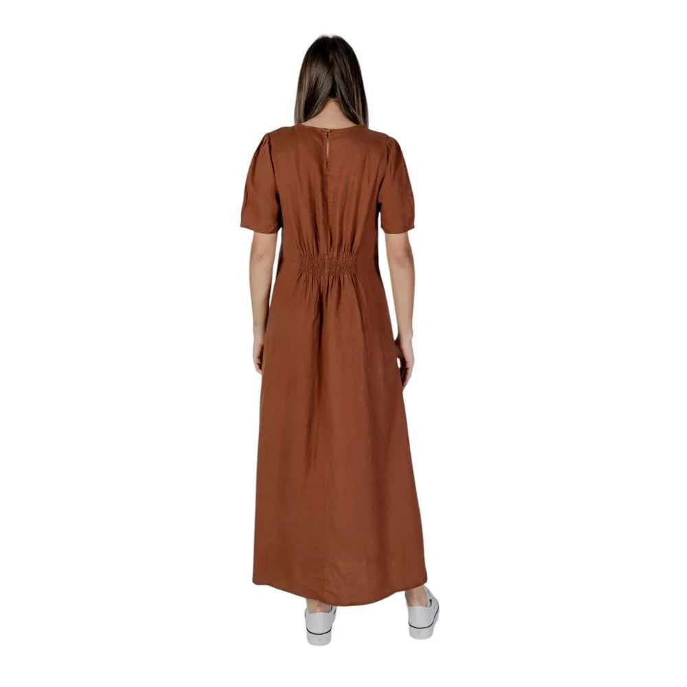 B.Young Brown Linen Long - Dresses