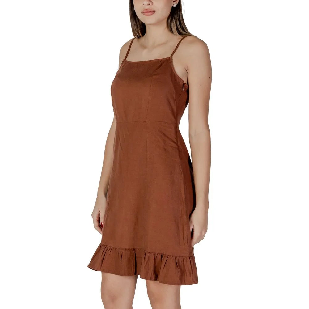 B.Young Brown Linen Midi - IT36|XXS - Dresses