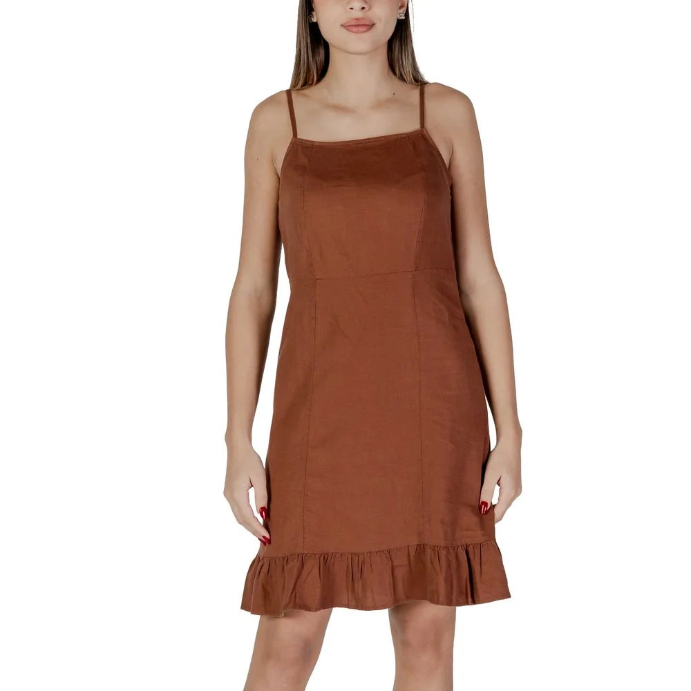 B.Young Brown Linen Midi - IT36|XXS - Dresses