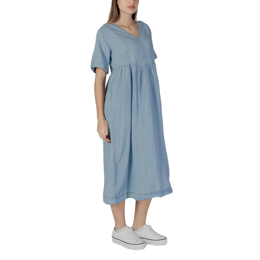 B.Young Light Blue Cotton Long - Dresses