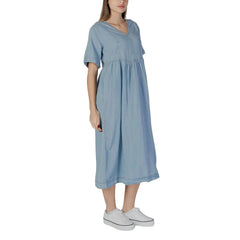 B.Young Light Blue Cotton Long - Dresses