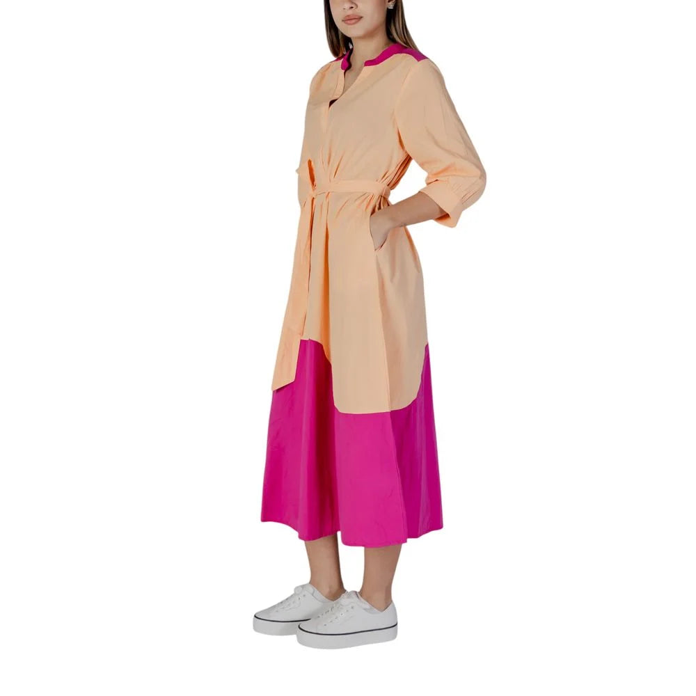 B.Young Orange Cotton Long - Dresses