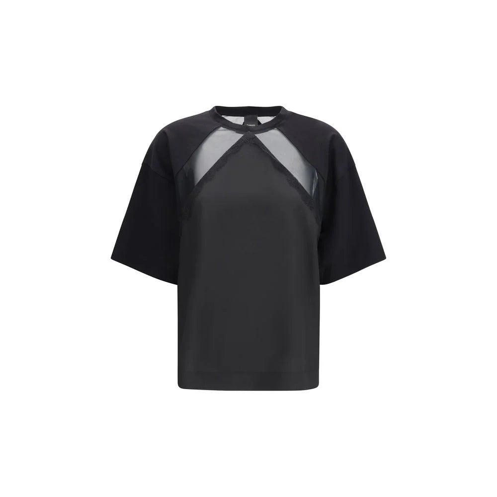 PINKO Black Cotton T-Shirt