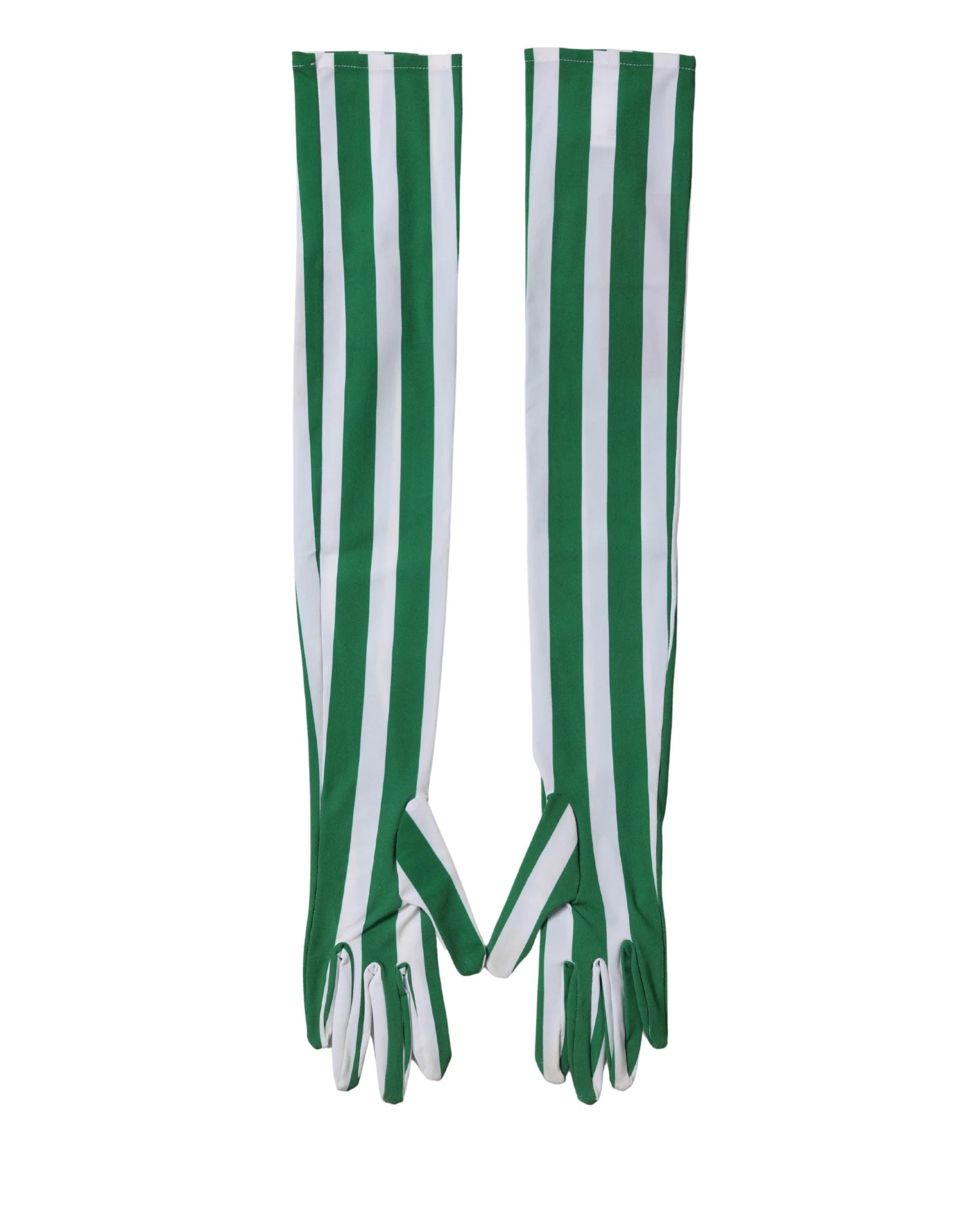 Dolce & Gabbana Green White Stripes Nylon Elbow Length Women Gloves - 7|S