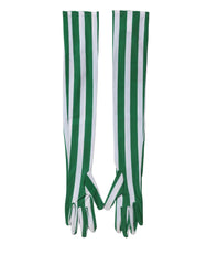 Dolce & Gabbana Green White Stripes Nylon Elbow Length Women Gloves - 7|S