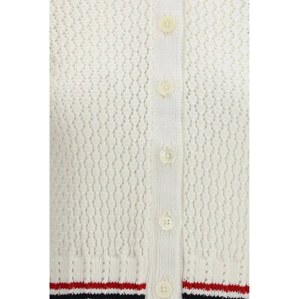Thom Browne White Cotton Polo Shirt