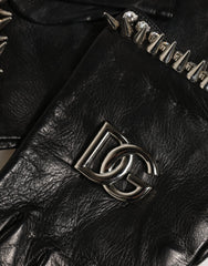 Dolce & Gabbana Women Black Embellished Wrist Length Mitten Gloves - 9 | M