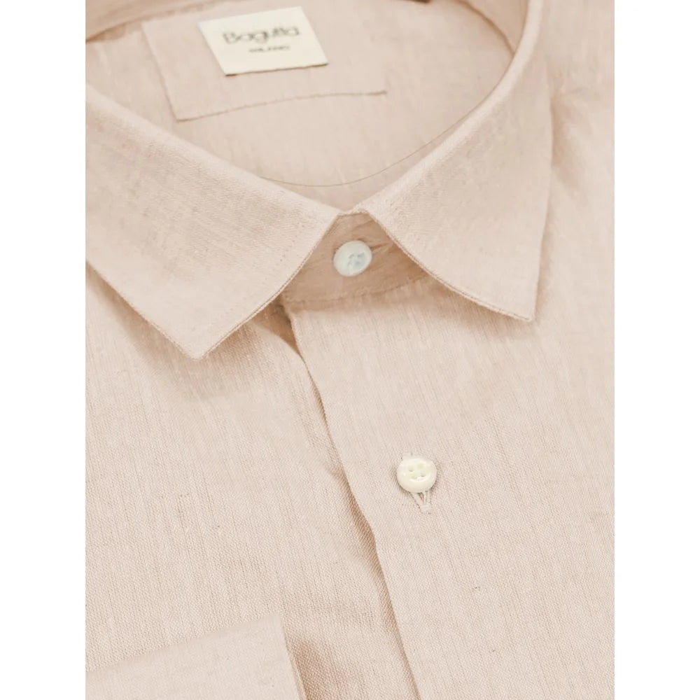 Bagutta Beige Linen Men Shirt - Shirts
