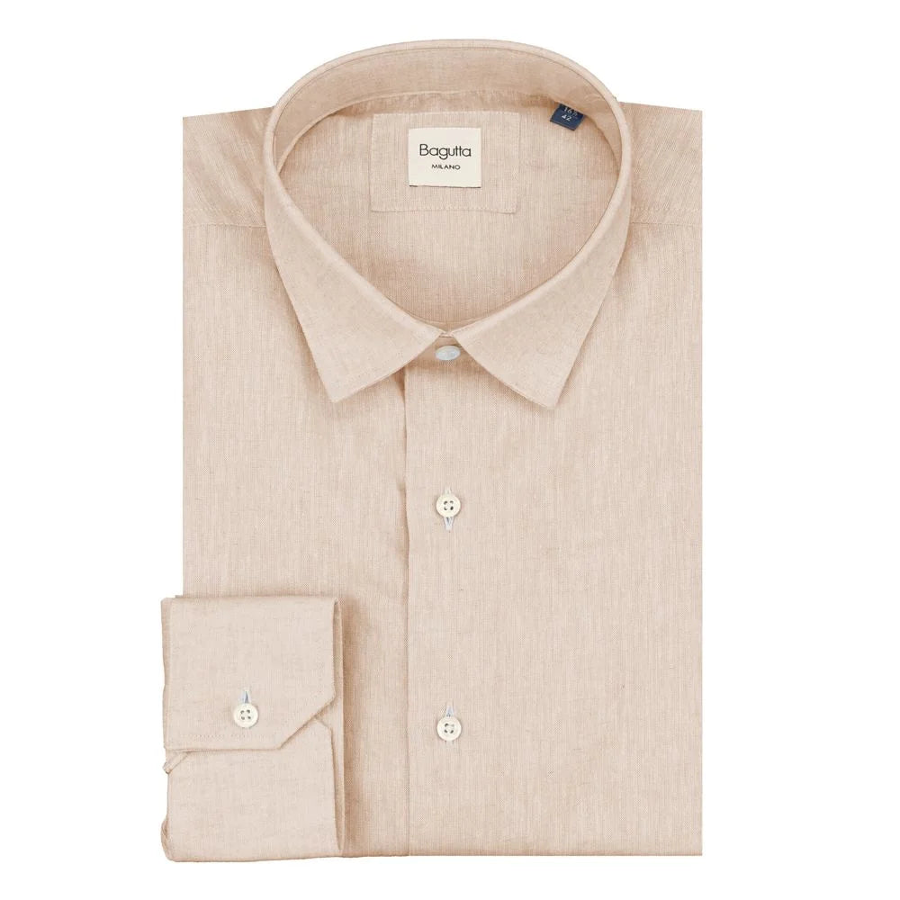 Bagutta Beige Linen Men Shirt - Shirts