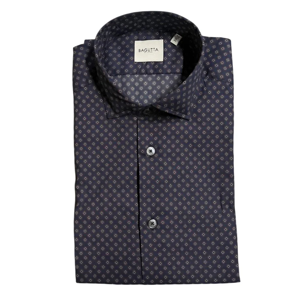 Bagutta Blue Cotton Men’s Slim Fit Shirt - Shirts